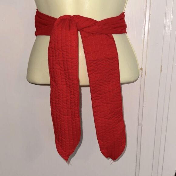 Vintage 70s/80s wide red cotton quilted belt - Picture 1 of 3